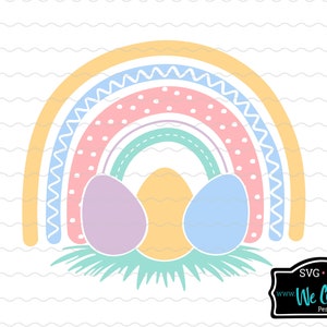 Oeufs bohèmes arc-en-ciel SVG Boho jour de Pâques Design Boho signe PNG JPG Boho Designs Boho printemps chemise idée couper oeuf de Pâques arc-en-ciel printemps fichier Cricut