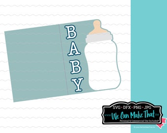 Baby Bottle Card SVG, baby announcement svg, baby shower invites, newborn card svg, baby shower svg card, 1st birthday card svg, baby bottle