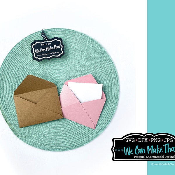 Envelope SVG File for cutting machine, easy to make Cricut envelope template for card making, gift card envelope, mini envelope file png jpg