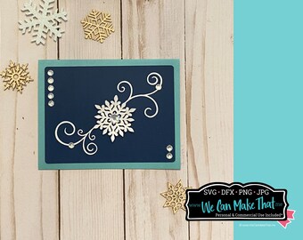 Schneeflocke Karte SVG, machen Sie Ihre eigenen Weihnachtskarten, einfache Karte mit Cricut, Schneeflocke Winter karte png jpg dxf Schneidemaschine Kartenidee