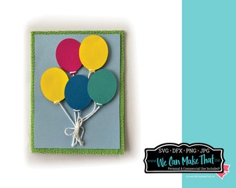 Biglietto di compleanno SVG con palloncini da creare sul tuo Cricut, png, JPG, DFX, silhouette auto, biglietto di compleanno di qualsiasi età, biglietto svg palloncino, png di compleanno