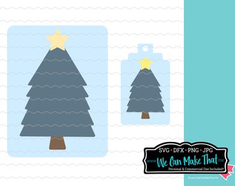 Cartolina per l'albero di Natale e set di tag SVG, idea di biglietto di Natale da realizzare con il tuo Cricut, DFX, idea biglietto di auguri, idea di tag regalo, Easy SVG