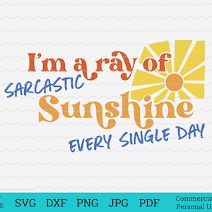 Ray of Sarcastic Sunshine Cut File, sarcastic svg, Cute Cut File for Cricut, funny svg png, ray of sunshine SVG, sunshine cut file
