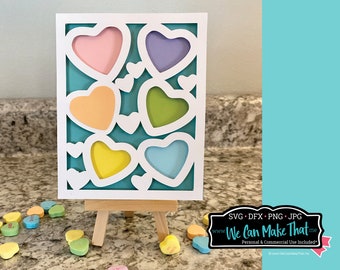 Candy Heart Card SVG, archivo de corte de tarjeta del día de San Valentín, svg valentines, dfx png para Cricut, tarjeta cricut simple, fácil de hacer San Valentín, corazón