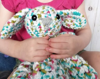 Bunny Lovey Security Blanket | Baby Lovey | Baby and Toddler Toy | Baby Gift | Crochet Blanket | Floppy Eared Bunny Lovey