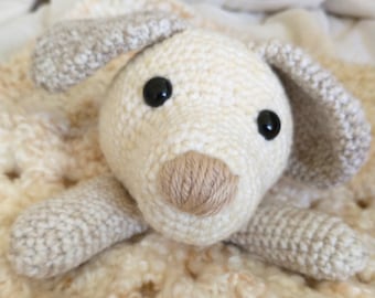 Crochet Puppy Lovey: Neutral Baby Security Blanket