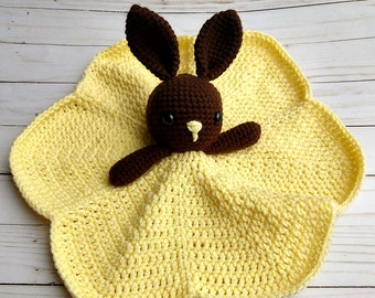 Bunny Lovey Security Blanket | Baby Lovey | Baby and Toddler Toy | Baby Gift | Crochet Blanket | Floppy Eared Bunny Lovey