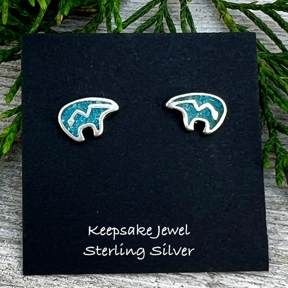 Heartline Bear Stud Earrings Sterling Silver Heartline Bear Stud Earrings Sterling Silver