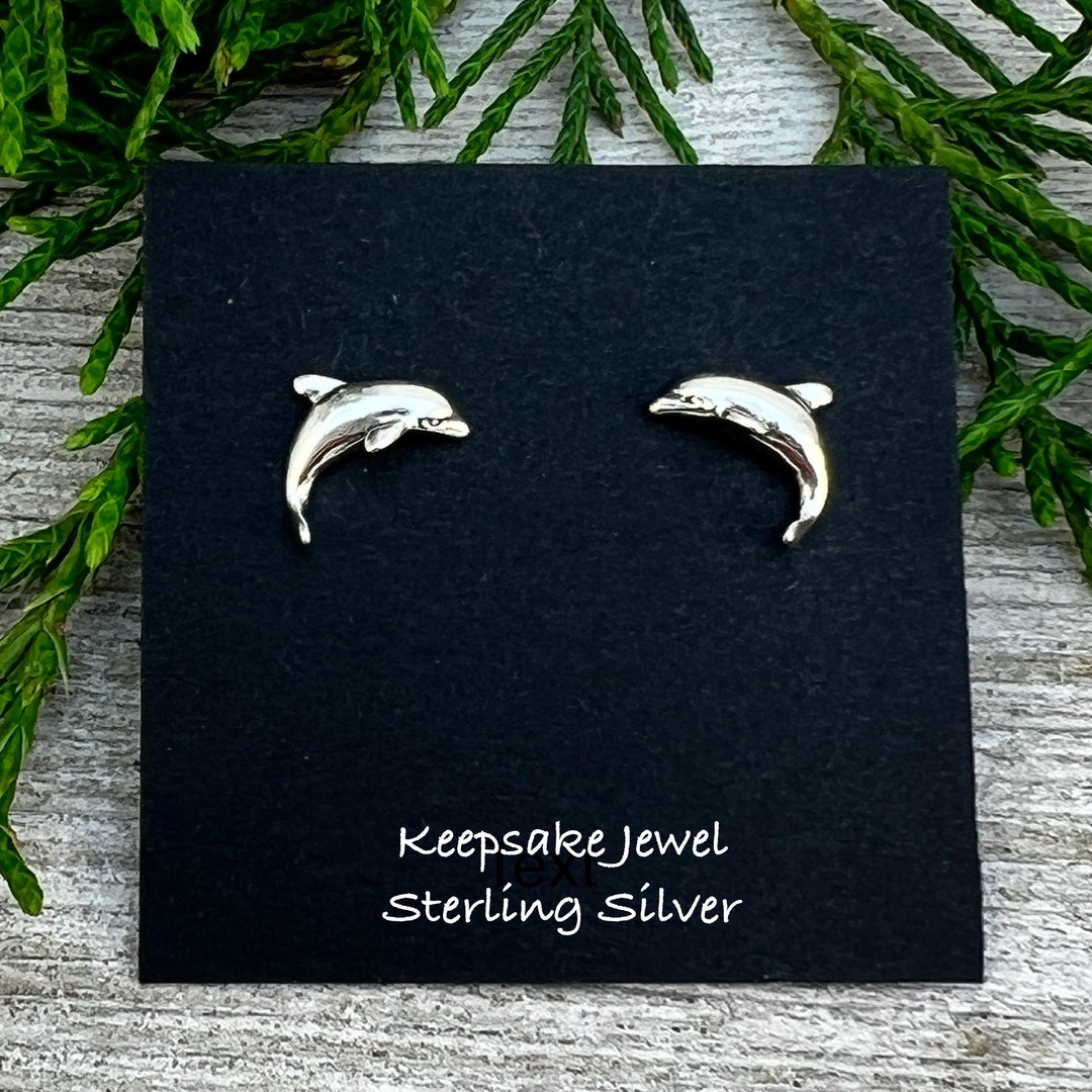 925 Sterling Silver Turquoise Dolphin Stud Earrings - Ocean-Themed Post Earrings, USA Made 5 thumbnail image