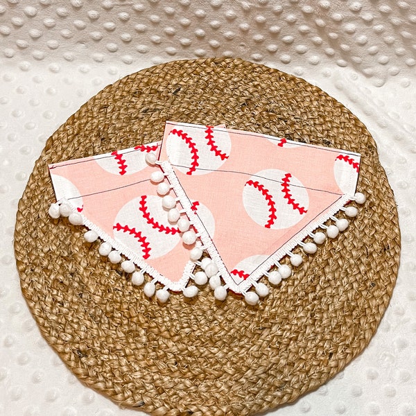 Pink Baseball Over the Collar Dog Bandana | College Baseball | Pro Baseball | Sports Bandana | seasonal Bandana