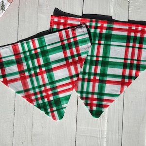 Plaid Christmas Dog Bandana: Over the Collar