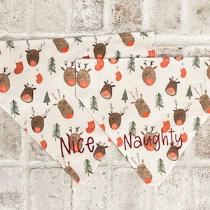 Naughty & Nice Over the Collar Dog Bandana | Christmas bandana | dog bandana | Seasonal Bandana