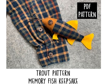 Trout Fish Pattern: DIY Loved One Memory Keepsake (PDF Download), Made from Shirt or Tie, Christmas Ornament, Stuffed Fish Pattern