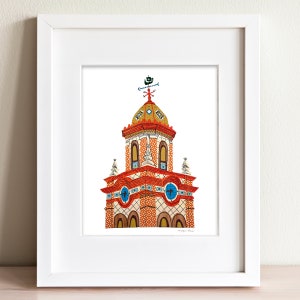 Kansas City Country Club Plaza Tower #2, Triangle Building, KC Art Print, 8 Available, Cut Paper Collage, The Plaza, KCMO Art, Missouri Art