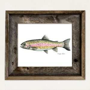 Rainbow Trout, Fish, Watercolor Art Print, Nature Lover, Man Cave, Fish Decor, Freshwater Lake Fish, Cabin Decor, Lake House Decor