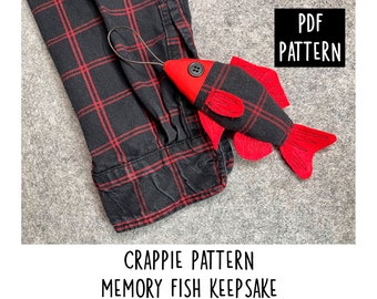 Crappie Fish Pattern: DIY Loved One Memory Keepsake (PDF Download), Made from Shirt or Tie, Christmas Ornament, Stuffed Fish Pattern