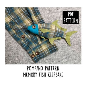Pompano Fish Pattern: DIY Loved One Memory Keepsake (PDF Download), Made from Shirt or Tie, Christmas Ornament, Stuffed Fish Pattern
