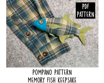Pompano Fish Pattern: DIY Loved One Memory Keepsake (PDF Download), Made from Shirt or Tie, Christmas Ornament, Stuffed Fish Pattern