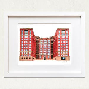Hemingway Plaza East Building, 229 Ward Parkway, Kansas City Country Club Plaza, KC Art Print, Cut Paper Collage, KCMO Art, Missouri Art