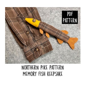 Northern Pike Fish Pattern: DIY Loved One Memory Keepsake (PDF Download), Made from Shirt or Tie, Christmas Ornament, Stuffed Fish Pattern