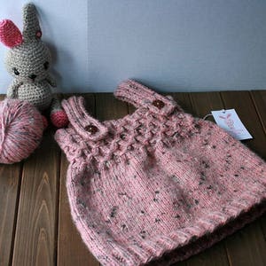 Hand Knit Baby Girl Dress 12 Months, Ready to Ship