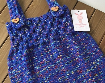 Hand Knit Baby Girl Dress, 9-12 Months, Ready to Ship