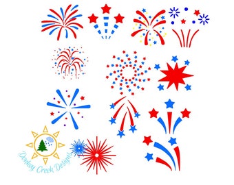 Fireworks SVG fourth of July silhouette cut file patriotic svg firecrackers fireworks svg bundle Independence Day dxf png red white blue