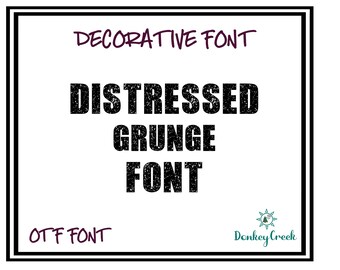 Distressed grunge font, distressed alphabet, grunge OTF font to install, vintage font