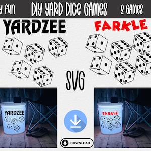 Yardzee SVG, Würfelspiel Bundle, Familienhofspiel, Farkle yard Dice, Yardzee Schablone SVG, Camping Spiele, Silhouette Cricut svg