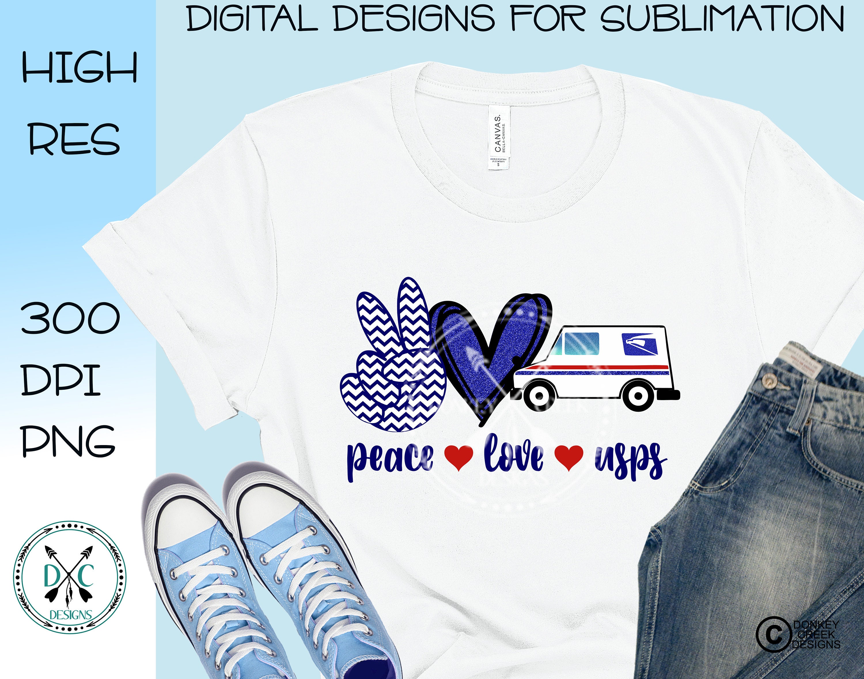 Download Peace Love Usps Sublimation Design Mail Truck Clipart Etsy