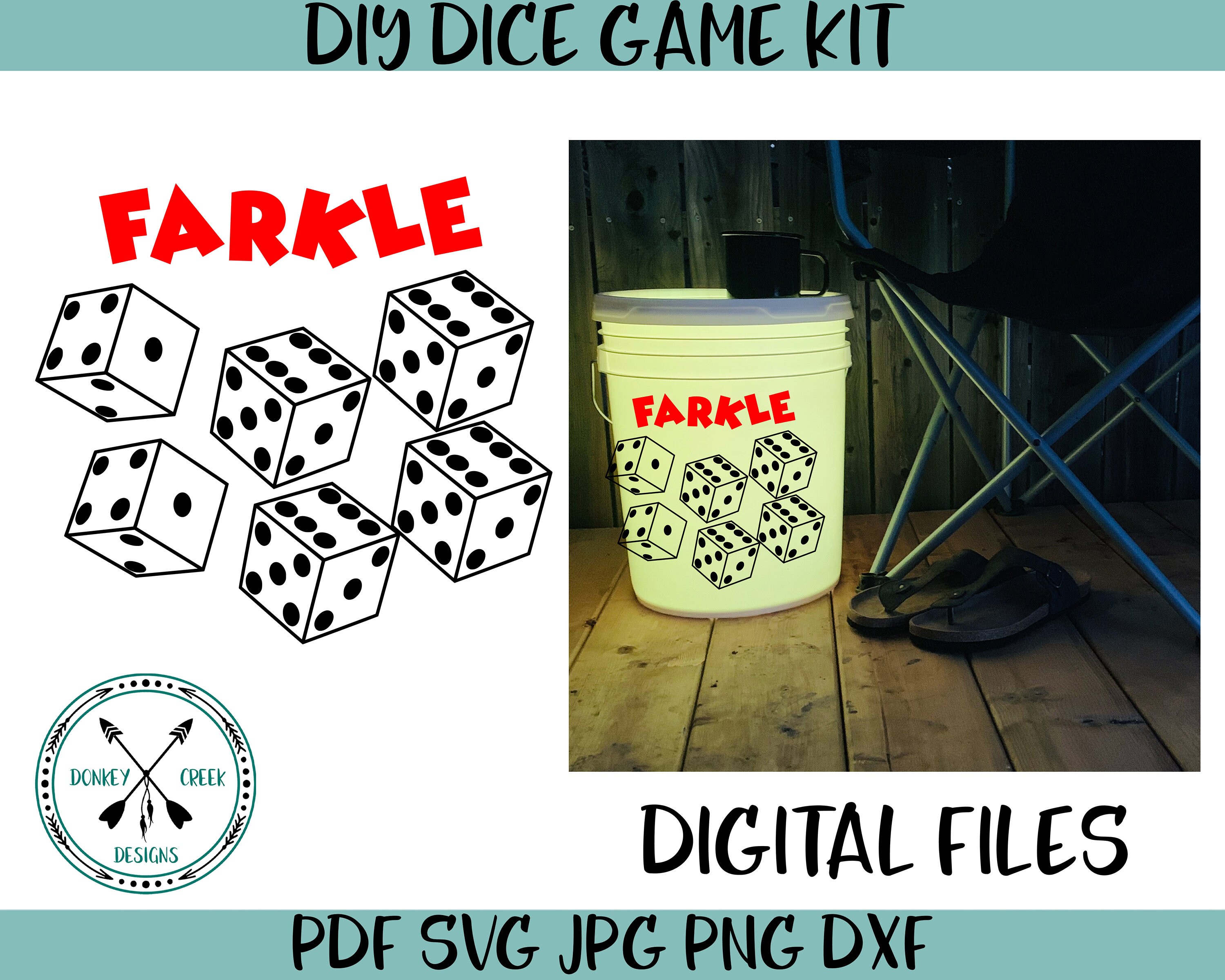 Farkle Dice Game SVG Yard Game Farkle Bucket Game Score Card Etsy