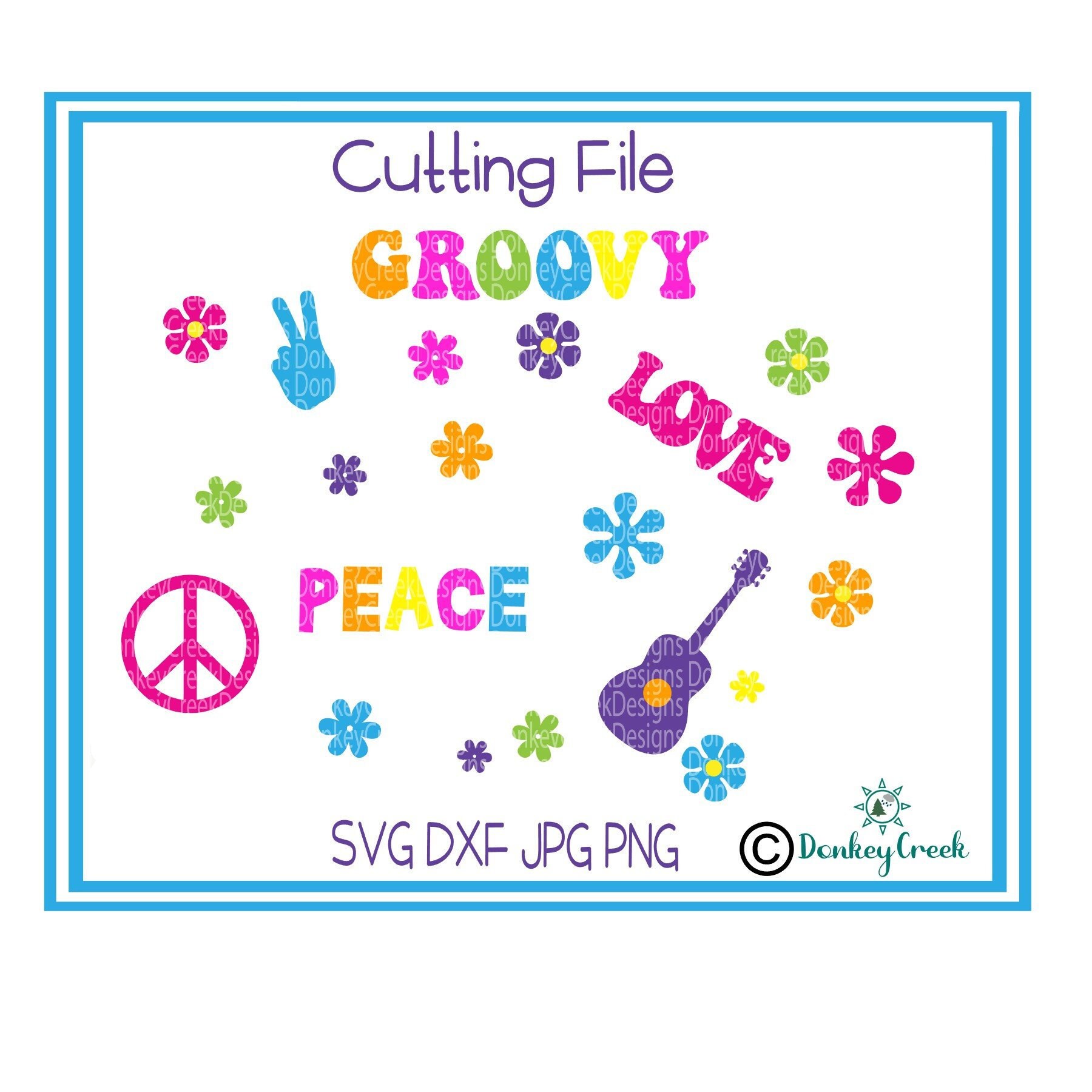 Download Hippie peace love flower power SVG bundle 1970's theme | Etsy