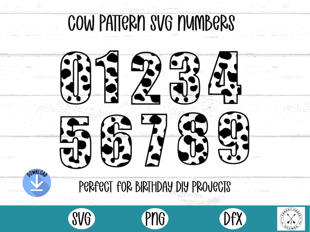 Cow Pattern SVG Numbers Cow Print Svg Numbers Birthday Numbers Cow ...