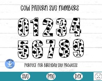 Cow Pattern SVG numbers cow print svg numbers birthday numbers cow themed party silhouette cricut cutting file 1st 2nd 3rd birthday SVG