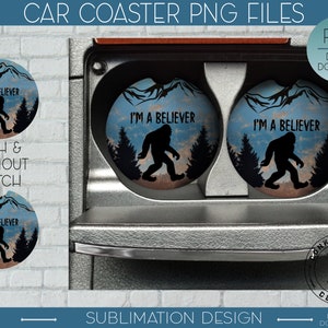Sublimation Car Coaster PNG | Sasquatch Design|Bigfoot PNG|Sasquatch believer sublimation design