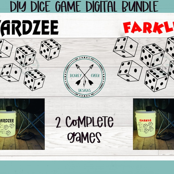Yardzee SVG , Dice game bundle, family yard game, Farkle yard Dice, Yardzee stencil SVG, camping games,  silhouette cricut svg file