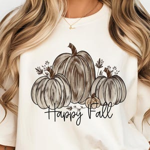 Happy Fall Sublimation Design|Hand Drawn Pumpkin| Pumpkins PNG| autumn pumpkin shirt png|Rustic Fall PNG Design for Sublimation