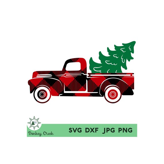 Download Vintage Christmas truck plaid buffalo check pattern truck ...