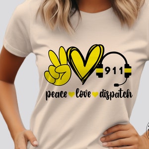 Peace Love Dispatch, 911 Dispatcher SVG , law enforcement  LEO PNG, Dispatcher  design, first responder, Sublimation download, png, dxf, eps