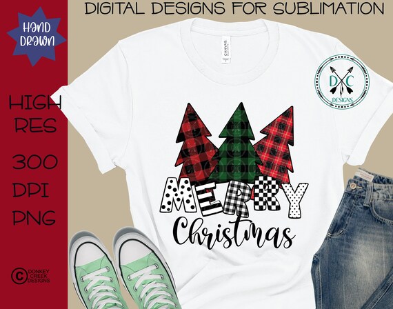 Christmas Tree Trio Sublimation PNG Plaid Trees Sublimation | Etsy