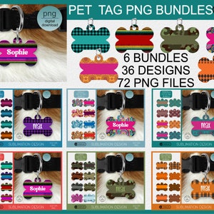 pet tag sublimation bundle, dog bone name tag, PNG Designs, Sublimation download