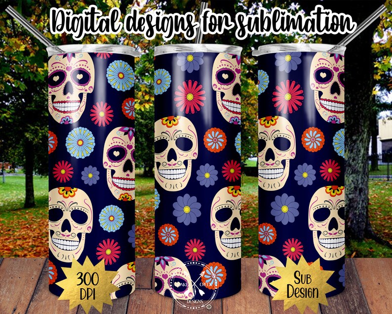 Download 20 OZ Skinny Tumbler PNG Tumbler bundle Day of The Dead | Etsy