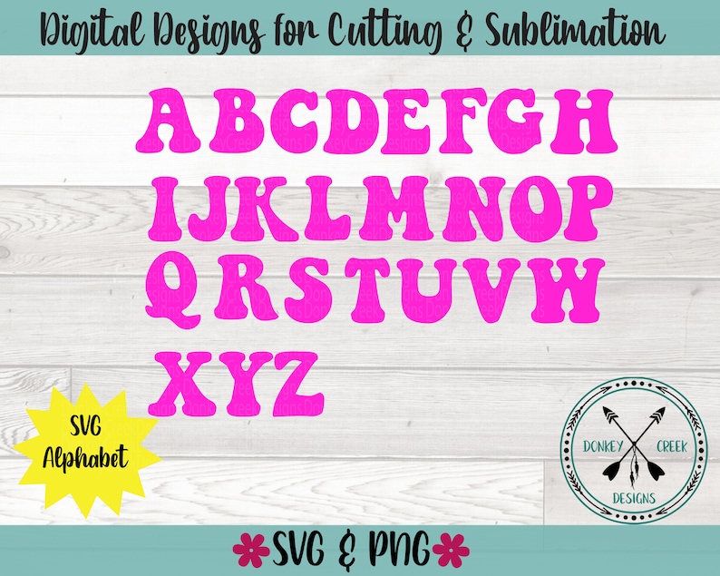 Retro SVG Alphabet Bubble Alphabet groovy letters SVG Etsy