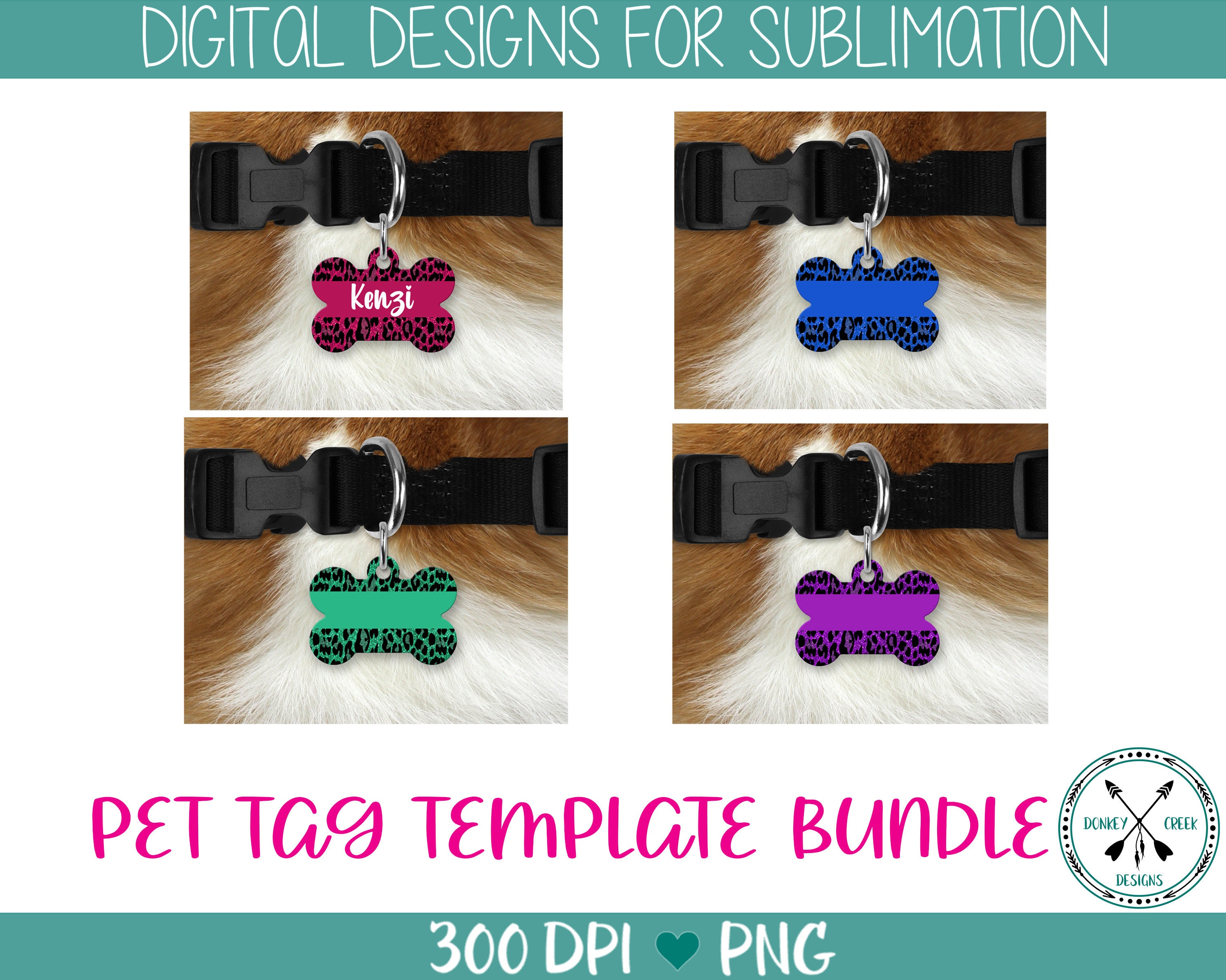 Pet tag sublimation template bundle dog bone name tag Etsy