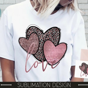 Valentine's Day PNG Sublimation PNG  Hand Drawn, Leopard  Pattern Glitter Heart PNG , Sublimation download