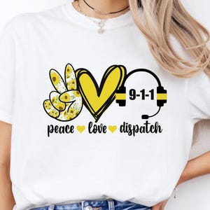 Peace Love Dispatch PNG Sublimation Design, 911 Dispatcher Digital File, First Responder Gifts, Emergency Dispatcher Clipart