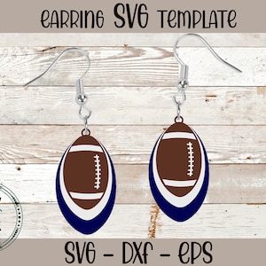 football earrings svg, earring cutting file, silhouette, cricut svg, faux leather earrings, football svg, earring svg