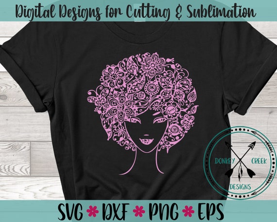 Download Girl With Butterfly Hair Mandala Svg Silhouette Cricut Etsy