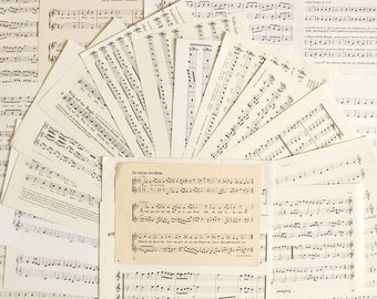 30 horizontal music sheets A5 | small notes in horizontal format | Sheet music pages craft package | Music paper | vintage sheet music pages