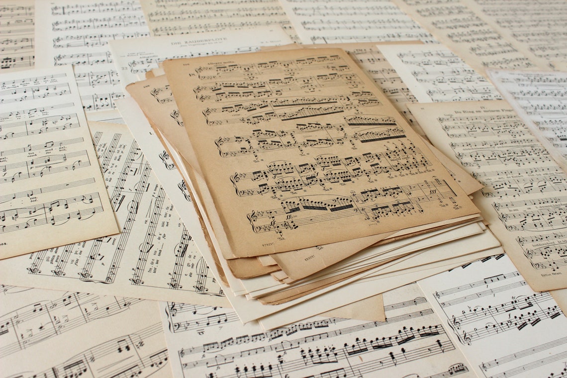 20 alte Notenblätter Musikpapier zum Basteln antikes - Etsy.de